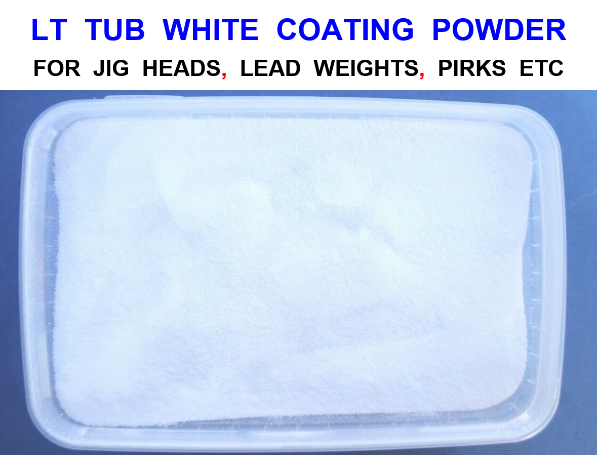 LT TUB WHITE PLASTIC COATING POWDER SEA FISHING LURES LEADS JIG HEADS PIRKS JIGS