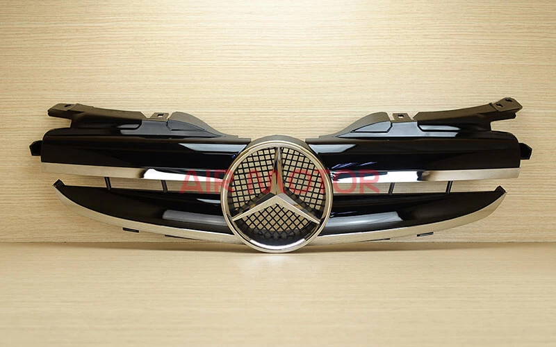 Fit 1997-2004 Benz R170 2-FIN SLK Class Front Grill Shiny Black 2DR Convertible - Imagem 2 de 4