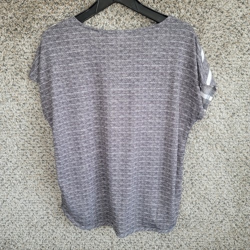 Chicos Weekends Top Womens 2 US Large Gray Striped Cap Sleeve Casual Ladies - Picture 8 of 8