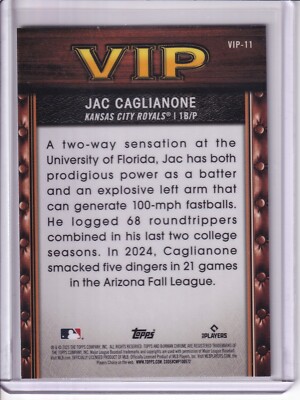 2025 BOWMAN CHROME JAC CAGLIANONE ROOKIE VIP REFRACTOR SP #VIP-11