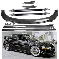 Carbon Fiber Front Bumper Lip Spoiler & Side Skirt Body Kits For Mitsubishi Lan