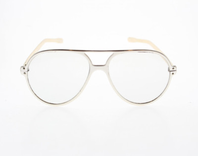 Vintage Renauld USA Silver Metal Aviator Pilot Sunglasses Frames with Clear Lens