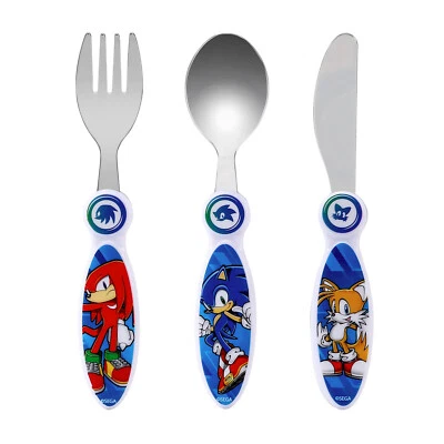 STOR Juego de 3 cubiertos para niños Sonic the Hedgehog, cuchillo/tenedor/cuchara