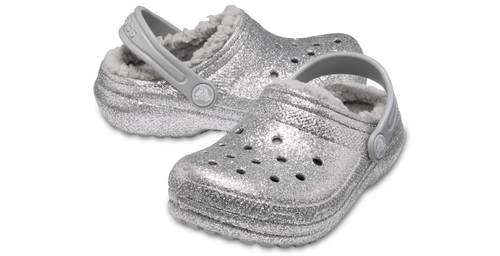crocs lined glitter