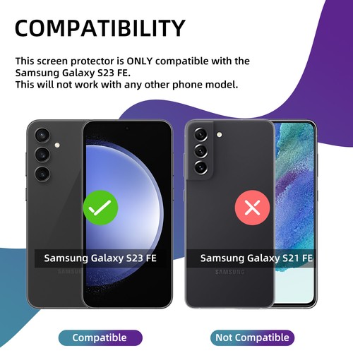 For Samsung Galaxy S23 FE 5G HD Clear Screen Protector/Camera Lens Protector - Photo 10 sur 21