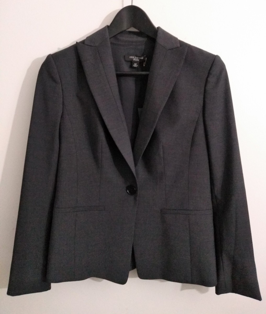 ジャケット・アウター vintage tropical wool jacket Ann Taylor Tropical Wool Blazer Jacket Dark Gray Sz OP One