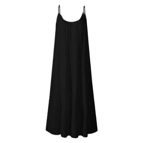 Damen Träger langes Kleid Sommer Strand locker locker locker langes Shirtkleid - - Bild 17 von 30