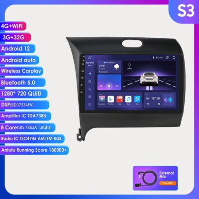 8Core 32G Android 12 CarPlay Radio Stereo GPS 9'' For Kia Cerato K3 Forte 2013-17