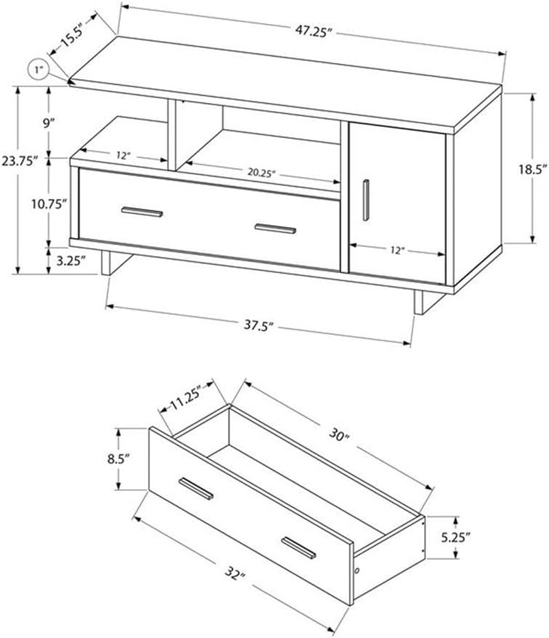 Reclaimed Wood-Look TV Stand in Cappuccino and Taupe - STAND-48