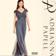 Adrianna Papell Beaded Embellished Cap Sleeve Full Lined Formal Bridesmaid Dress