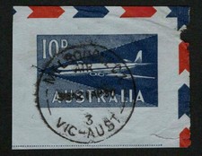 Australia Deep Blue 10d Air Mail Envelope Cut Square Used