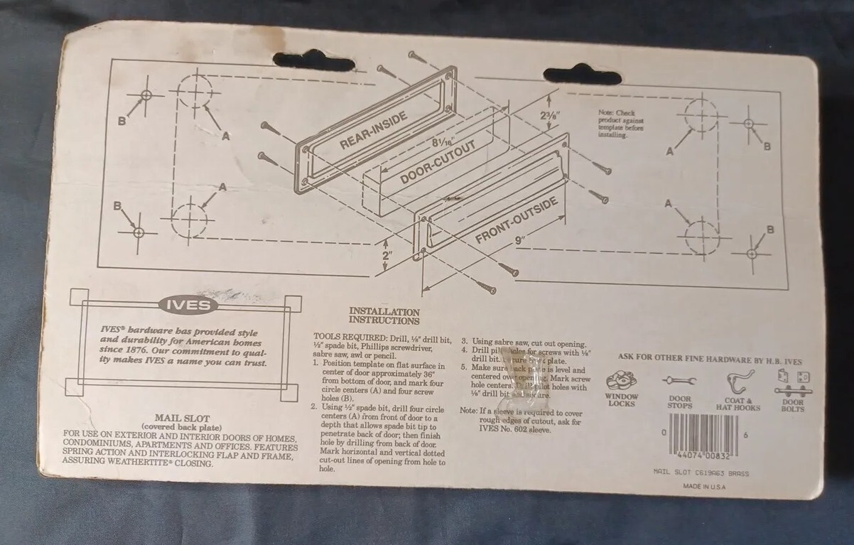 NOS Vintage Ives Brass Aluminum Mail Slot Door Letter Box Plate C619A63
