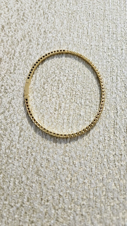 Brazalete Brazalete Flexible Diamante Natural 1.08 Ctw G-H VS 7" Oro Amarillo 14k Foto 3 de 4