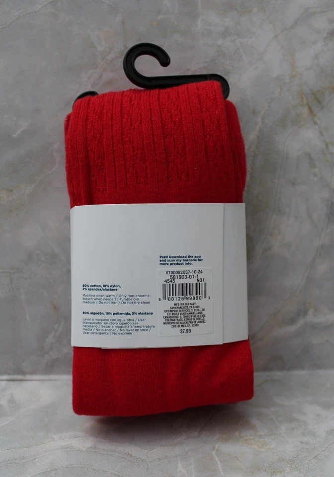Medias Old Navy de punto suave para niñas pequeñas rojas talla 4T-5T nuevas con etiquetas Foto 2 de 3