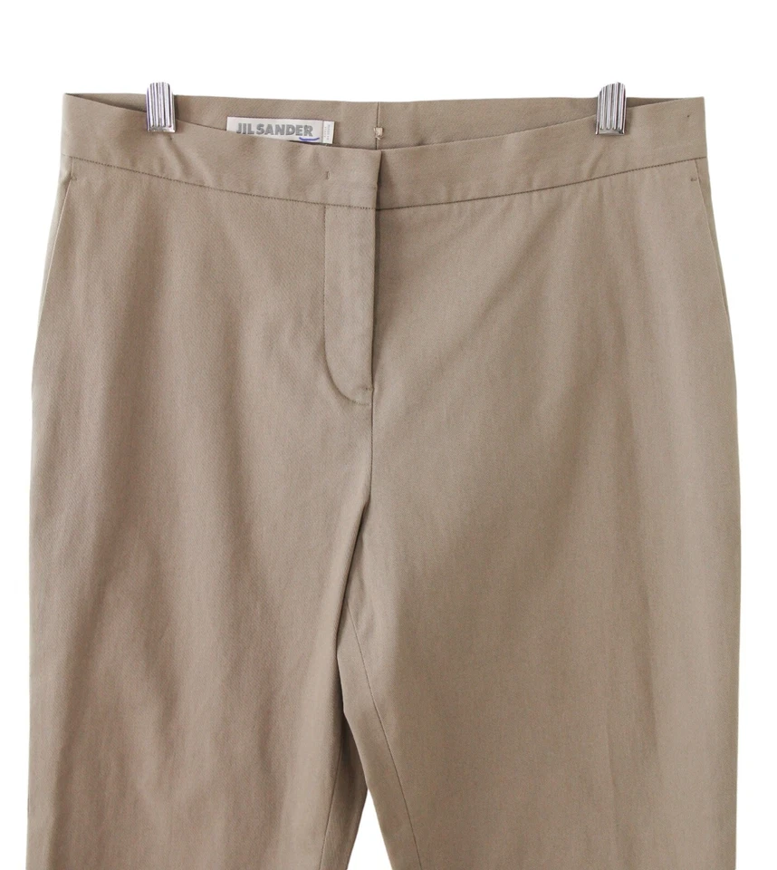 Pantalones JIL SANDER 36 Caqui Algodón Sarga Pantalones Rectos Informales Foto 2 de 4