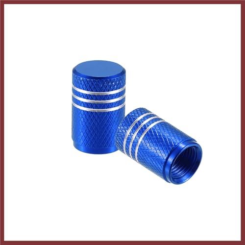 5pcs Blue Car Round Tire Valve Stem Cap with Rubber Seal, Aluminum Alloy Wheel - Picture 4 of 6