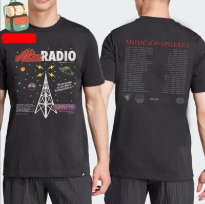 Tシャツ・カットソー Coldplay Alien Radio T-Shirt Charcoal Coldplay Alien Radio Music Of The Spheres World Tour Tee