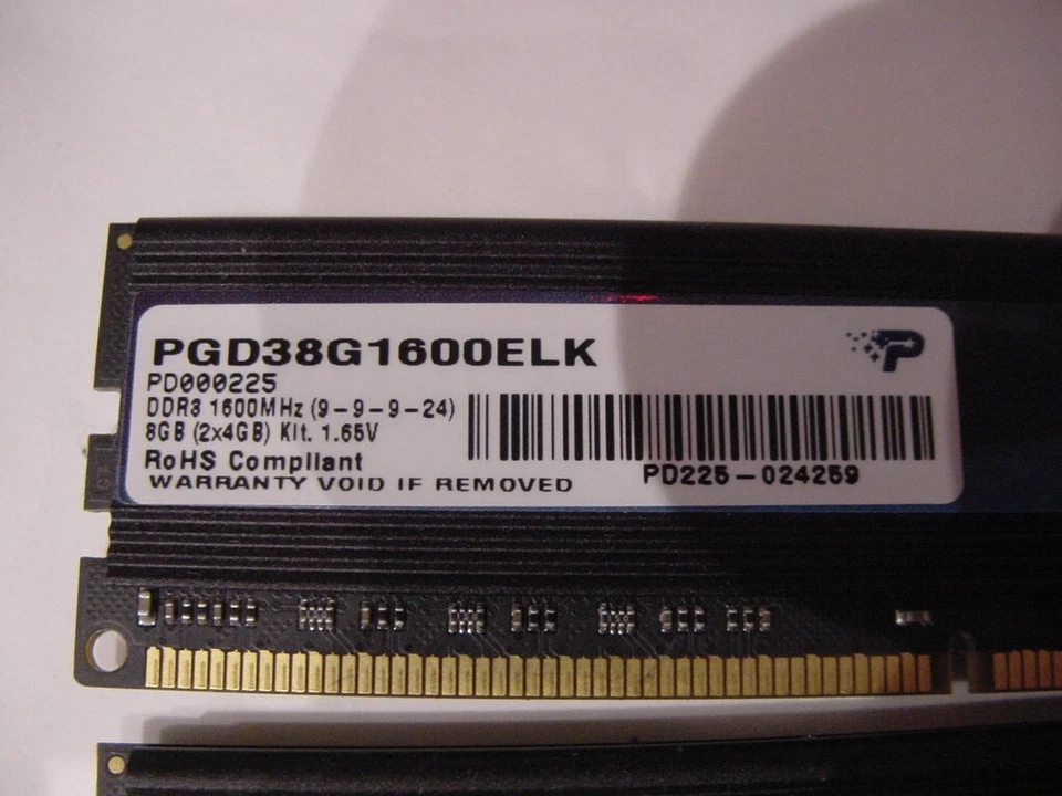 COMPUTER MEMORY - PATRIOT G2 DDR3 1600MHz 1.65V 8GB(2x4GB) PGD38G1600ELK - Image 4 of 4