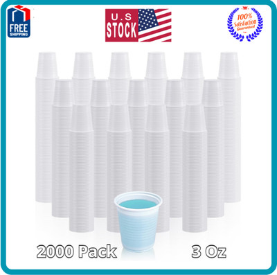 [2000 Pack] 3 oz White Plastic Cups, Disposable Plastic Bathroom Cups, 3 Ounc...
