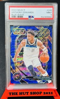 Anthony Edwards 2024-25 Panini Select Courtside Blue Wave Prizm /75 PSA 9 #248
