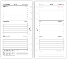 Ricambio Agenda Organizer Settimanale 2026 a Righe, Layout Su 2 Pagine, Carta 90
