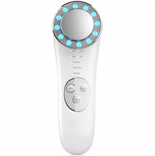 Facial Massager LED Light Therapy Heating Vibration USB Rechargeable White