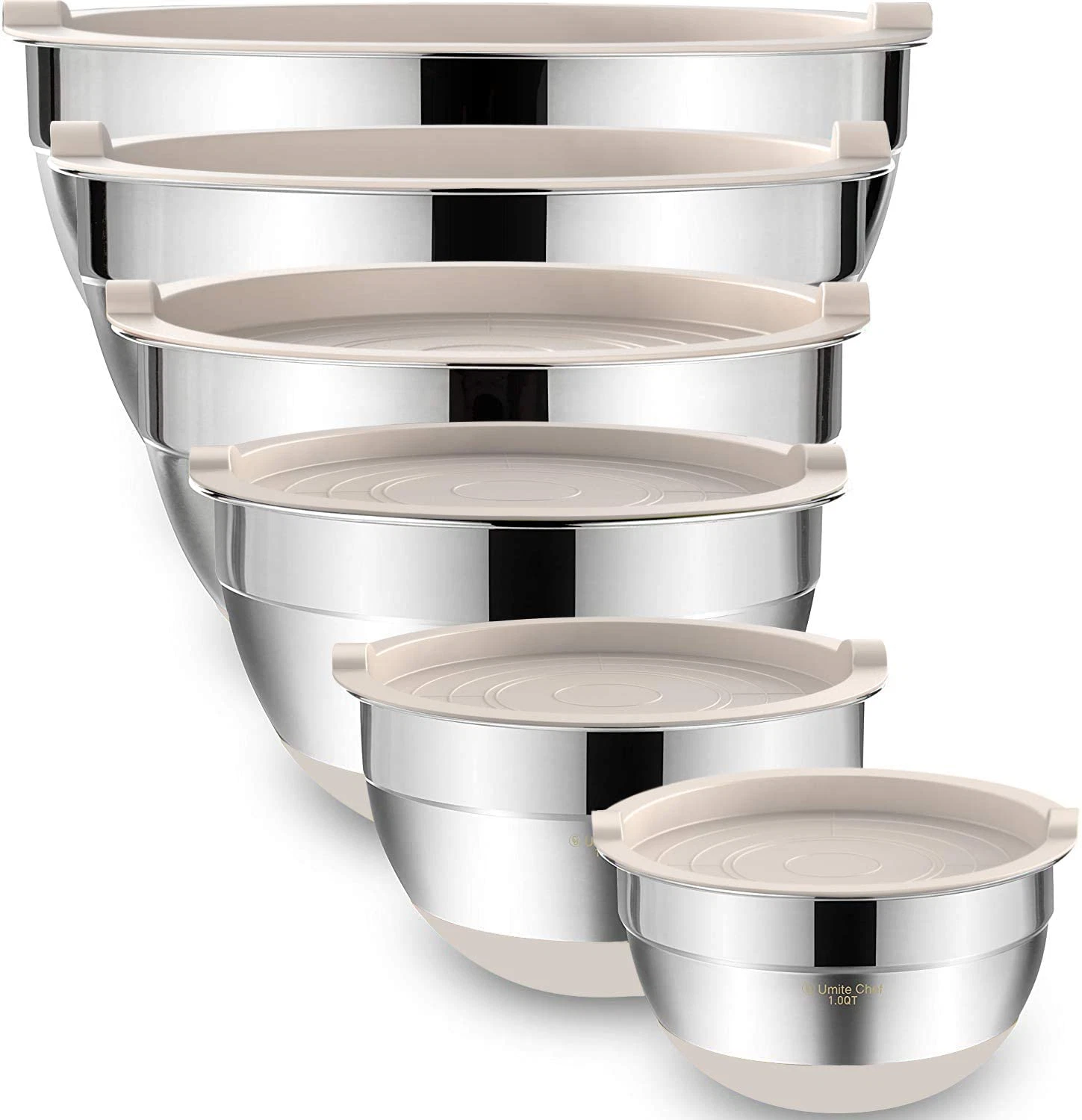 Mixing Bowls with Airtight Lids, 6PC Stainless Steel Metal Nesting Storage Bowls