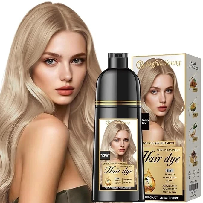 Champagne Blonde 3 in 1 Hair Dye Shampoo Gray Coverage Ammon
