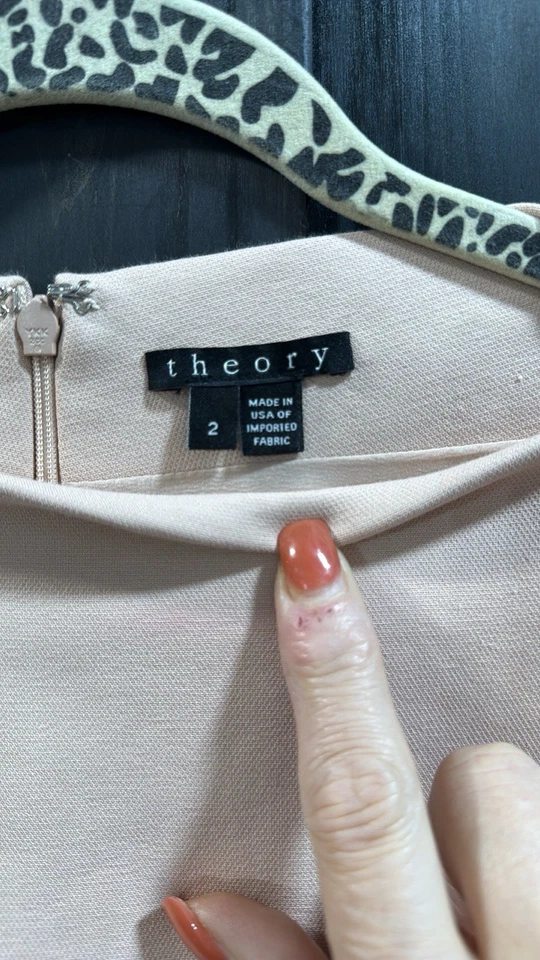 Theory Harkin dress blush Pink Sheath Women’s 3/4 Sleeve Dress  Sz 2 - Image 3 of 4