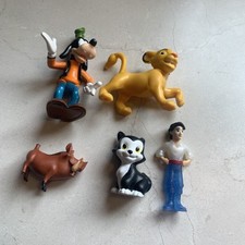 Disney Assorted Figures (5) Figaro Cat, Goofy, Lion, Pig, And Prince
