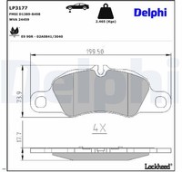 Delphi LP3177 Bremsbelagsatz FüR Scheibenbremse Bremsbelagsatz FüR Porsche