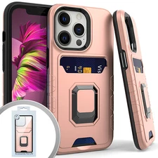 Emax Aluminum Hybrid w/Credit Card Slot for iPhone 13 Pro (6.1") - Rose Gold