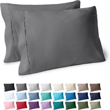 Pillowcases Open End Standard Set of 2, Grey 1800 Ultra-Soft, Double