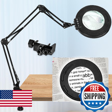 HITTI Ultra Long 12X  30X Magnifying Glass with Light and Clamp, 5 Color Modes
