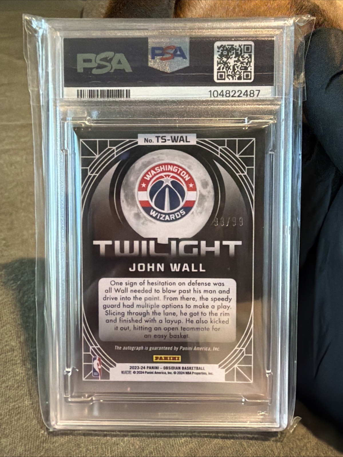 POP-1 ! Panini Obsidian John Wall Twilight Signatures Auto /99 PSA 10 GEM TS-WAL view 2