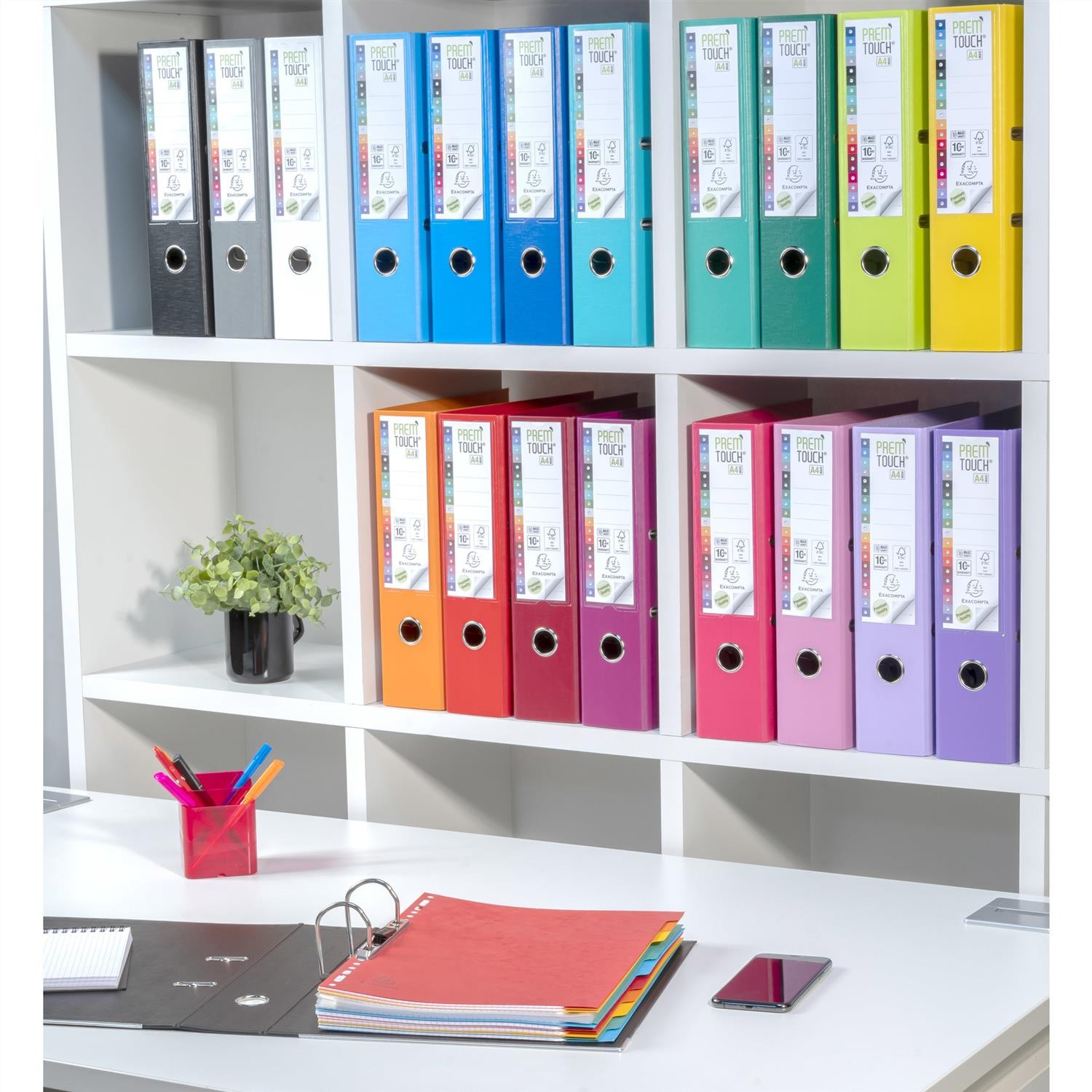 Classeurs Exacompta Prem'Touch lot de 10 avec mécanisme renforcé et couverture PP imperméable