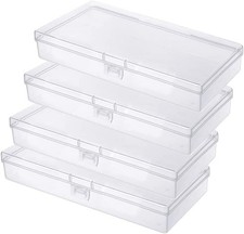 4 Pcs Clear Plastic Storage Box, Rectangular Containers Case with Lid, for