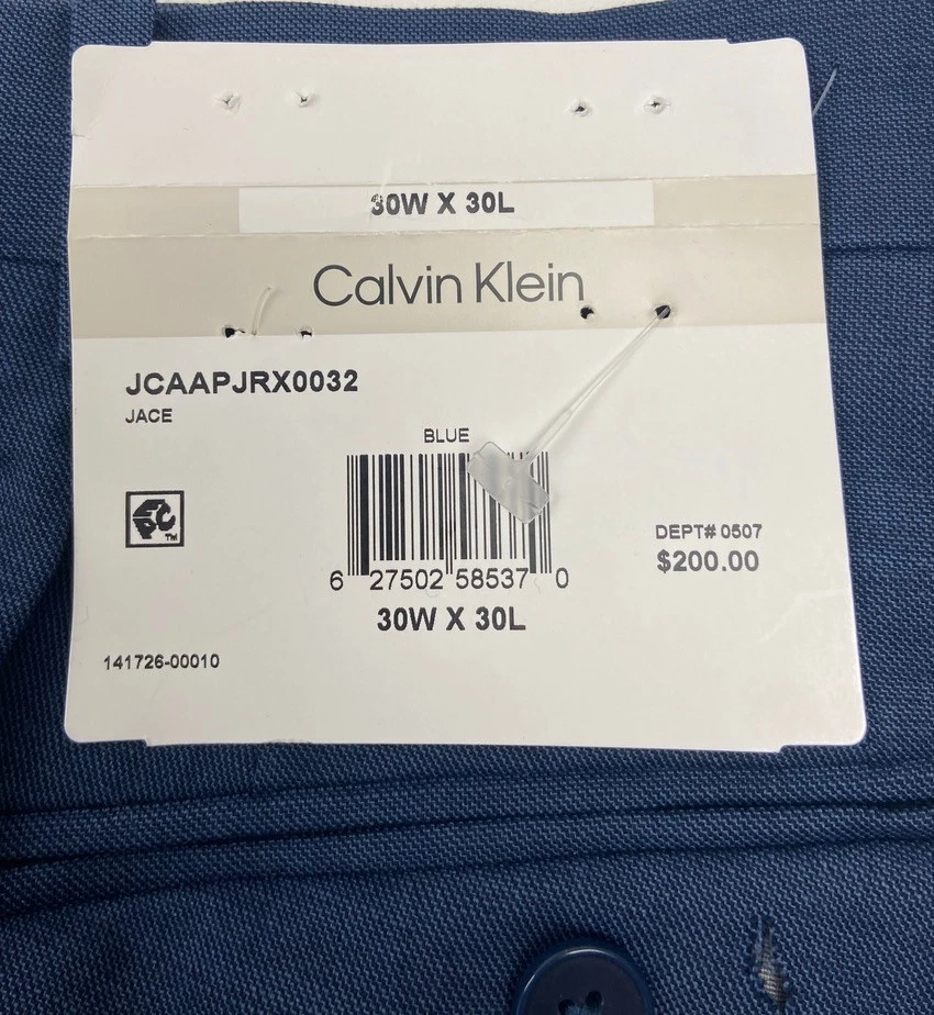 $650 NEW CALVIN KLEIN Mens 38R Solid Blue Slim 2 Piece Suit W/ Dress Pants 30x30 - Image 2 of 4