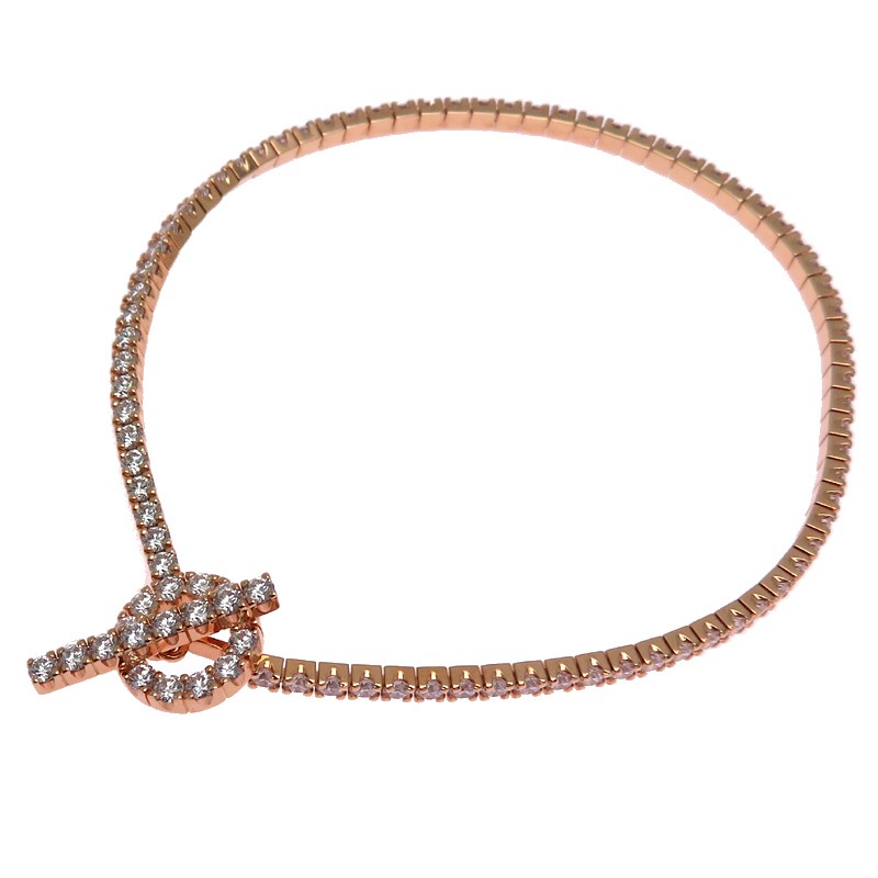 HERMES #LG Finesse Diamond Bracelet 750 Pink Gold 960738