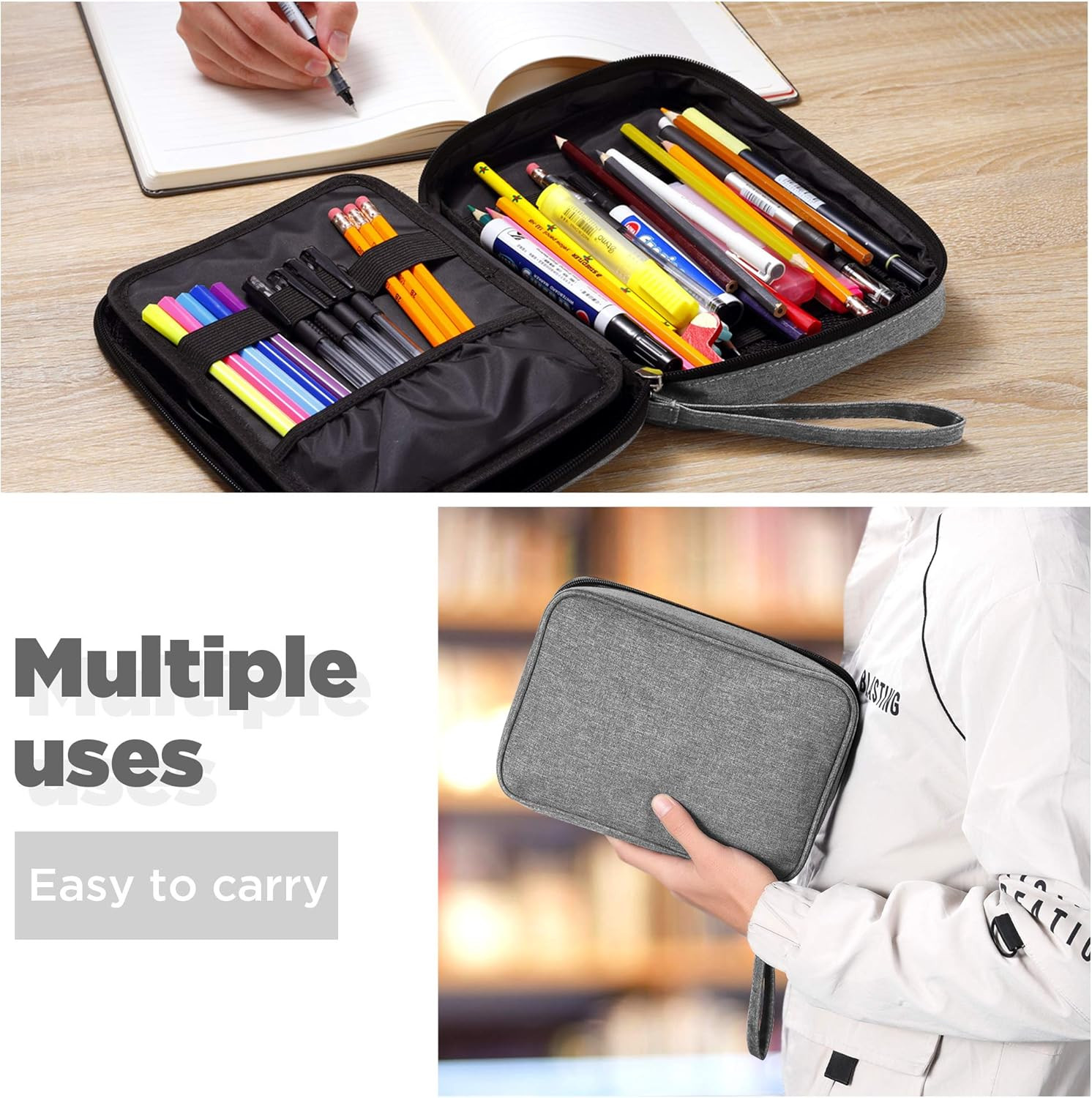 Big Capacity Storage Pouch Marker Pen Pencil Case Simple Stationery Bag Box Art 