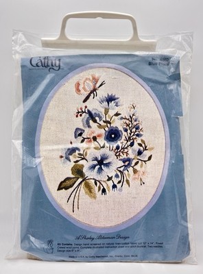 Cathy Needlecraft Crewel Embroidery Kit A303 Blue Floral