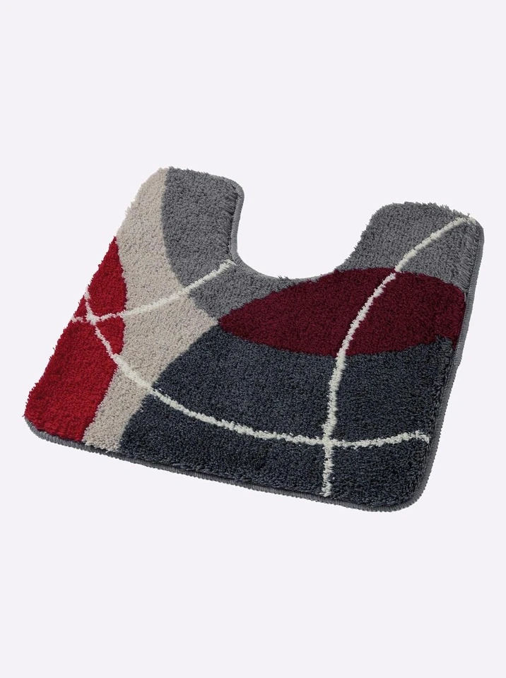 Hagemann Badvorleger 50 x 50 cm - WC-Vorlage mit Ausschnitt grau rot Gr. 4 NEU - Bild 3 von 4