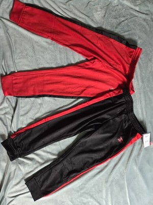 Reebok Boys Jogger Pants set of 2. Tricot Polyester Colorblock Black/Red Size 8