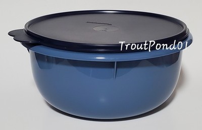 TUPPERWARE Mixing Bowl Large Flat Bottom 12 c Lg Dragonfly Blue Indigo Lid Seal