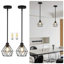 2 Pack Black Pendant Lights Kitchen Island, Modern Farmhouse Hanging Light Fi...