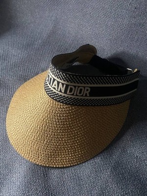 Christian Dior Logo Band Straw Sun Visor Hat | eBay