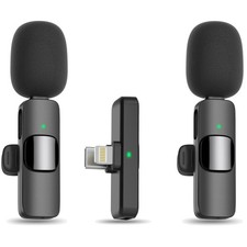 Bluetooth Lavalier Mic for YouTube Podcast Interview - Black