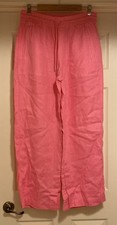 Athleta Pink Retreat Linen High Rise Wide Leg Pants Sz M