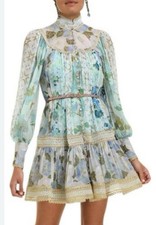 Zimmerman Rhythm Trimmed Billow Mini Dress Size 1 Aus 10 US 6 With Slip
