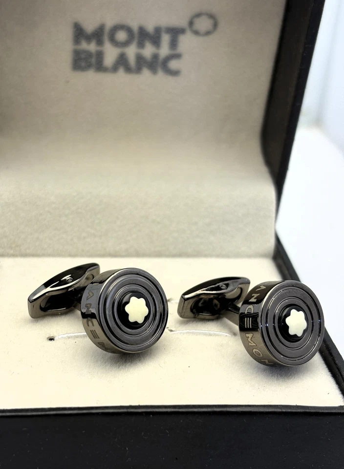Juego de gemelos Montblanc Designer emblema negro para hombre joyería de lujo en caja Foto 2 de 4
